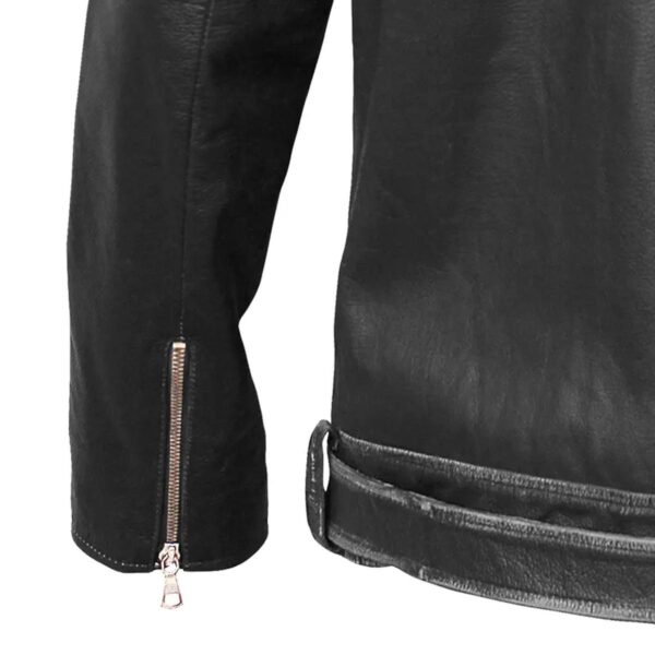 Men Asymmetrical Zipper Biker Leather Jacket - Image 9