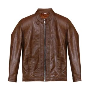 Men Retro Biker Brown Leather Jacket