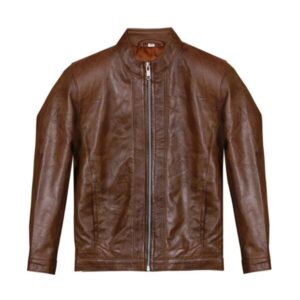 Men Retro Biker Brown Leather Jacket
