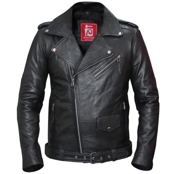 Men Slim Fit Biker Style Leather Jacket - Image 6