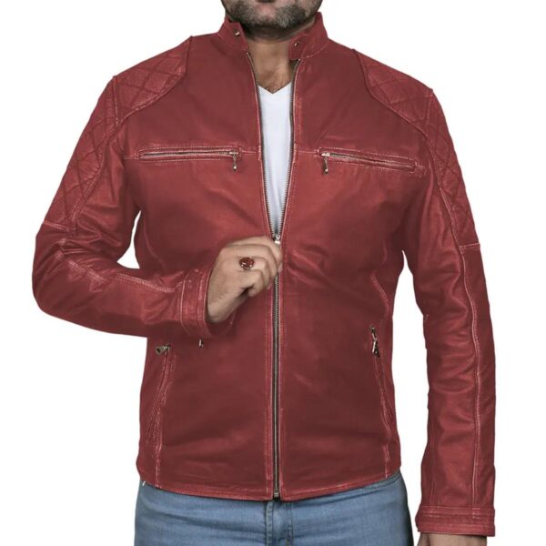 Classic Biker Café Racer Leather Jacket For Men - Image 5