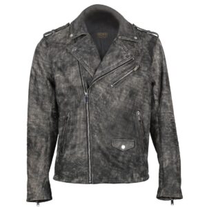 Men Antique Biker Sheepskin Leather Jacket