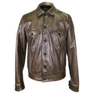 Men Button Down Sheepskin Leather Jacket