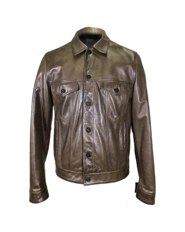 Men's Button Down Sheepskin Leather Jacket