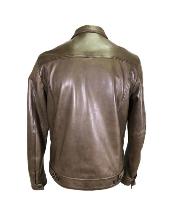 Men's Button Down Sheepskin Leather Jacket - Image 2