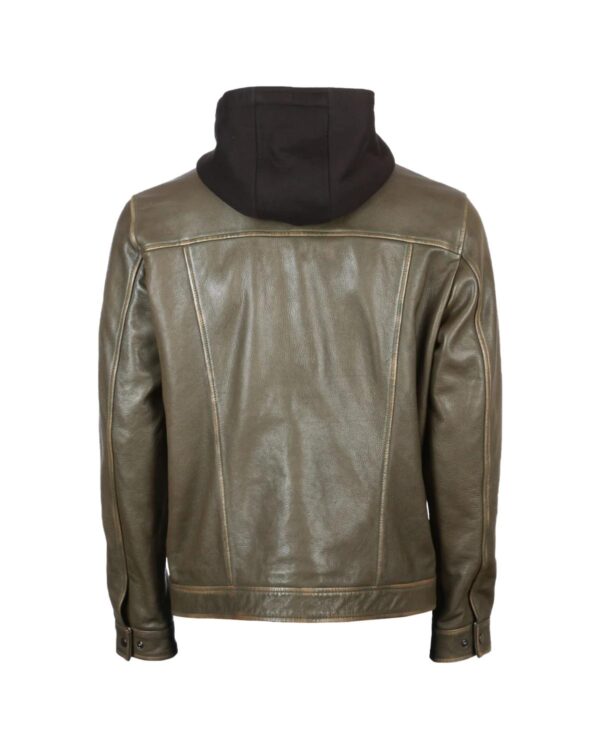 Men's Ruboff Sheepskin Hooded Sheepskin Leather Jacket - Image 3