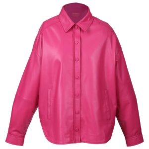 Women Mia Oversized Sheepskin Leather Shirt Jacket