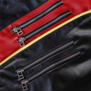 Men Black and Red Motorcycle Sheepskin Leather Jacket
