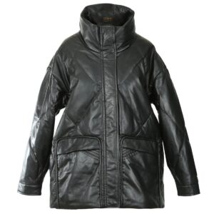 Women Olivia Quilted Puffer Sheepskin Leather Coat