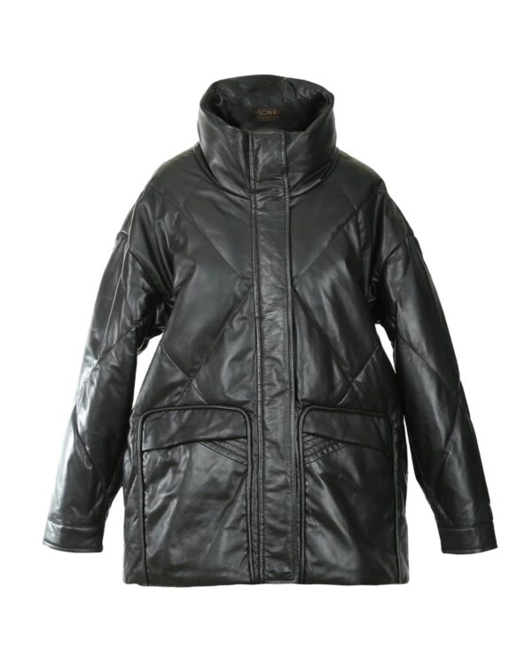 Women's Olivia Quilted Puffer Sheepskin Leather Coat