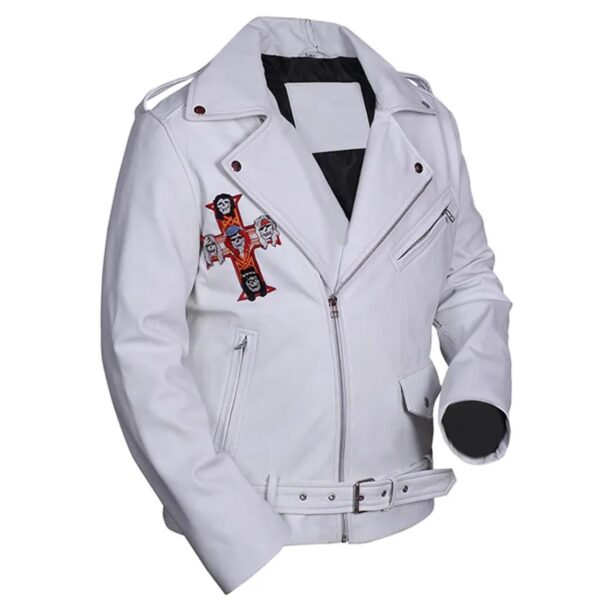 Guns N Roses White Motorcycle Leather Jacket - Image 7