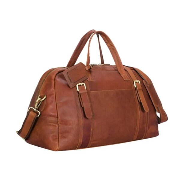 Vintage Cognac Brown Luggage Leather Bag - Image 5