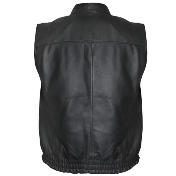 Premium Real Black Motorcycle Leather Vest For Men - Image 5