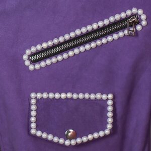 Women Biker Purple Sheepskin Leather Jacket With metallic stud detailing