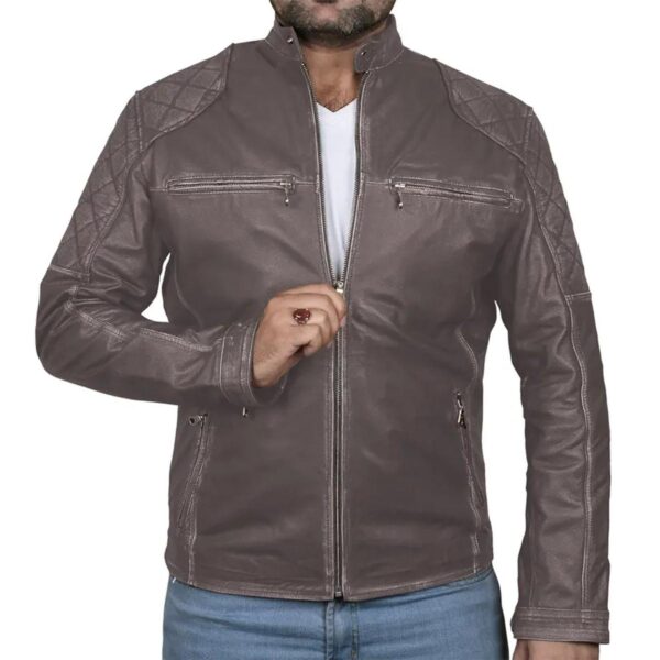 Classic Biker Café Racer Leather Jacket For Men - Image 7