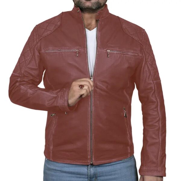 Classic Biker Café Racer Leather Jacket For Men - Image 8