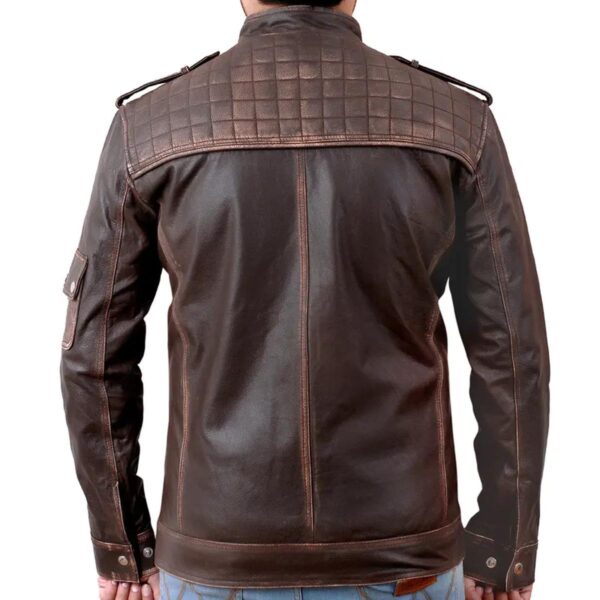 Men Retro Biker Style Genuine Leather Jacket - Image 7