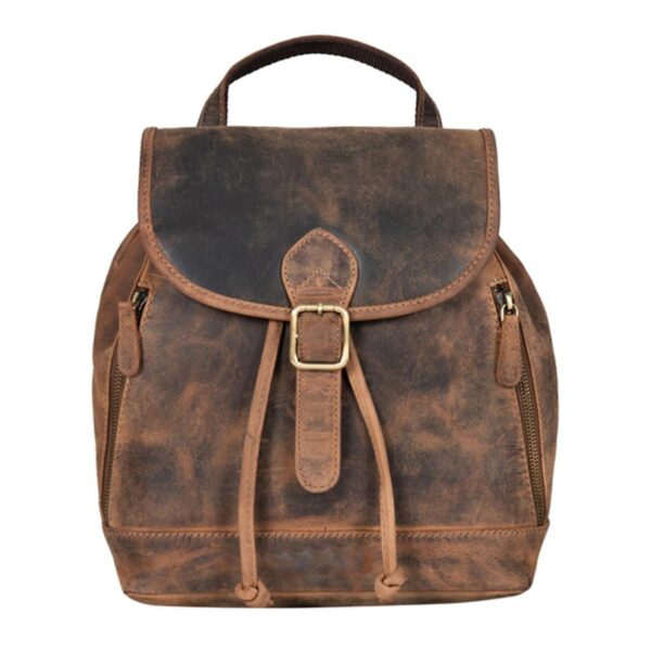 Rustic Brown Leather Backpack Bag For Women - Image 6