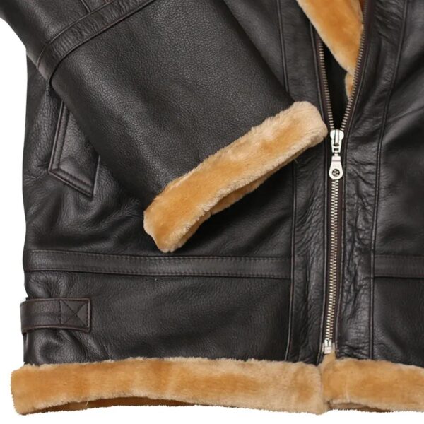 Flight Aviator Brown Shearling Leather Jacket - Image 7