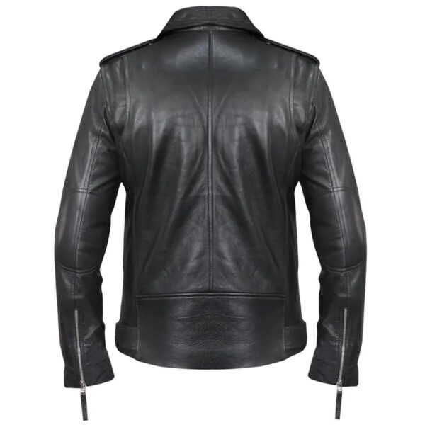 Men Slim Fit Biker Style Leather Jacket - Image 8