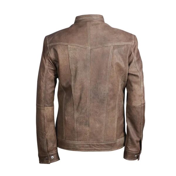 Men J9 Distressed Leather Jacket - Image 9