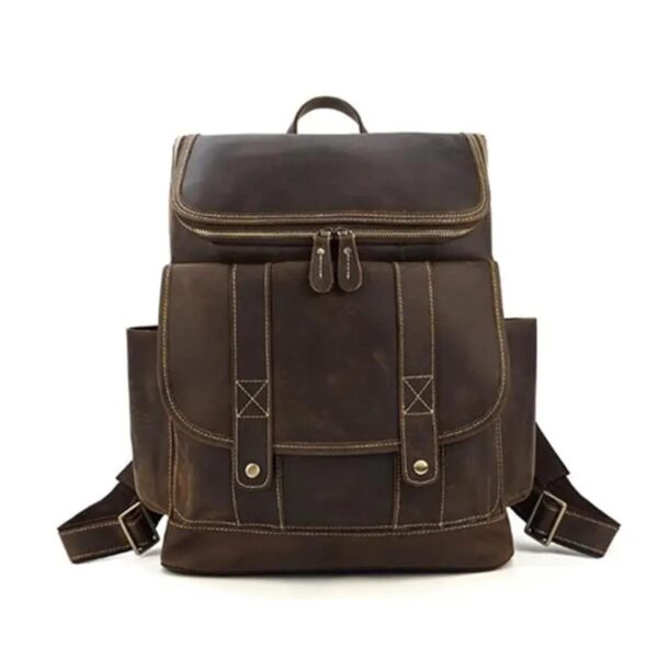 Slim Genuine Leather Backpack Brown Bag - Image 5