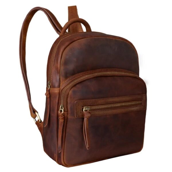 Stylish Vintage Leather Backpack Bag For Women - Image 5