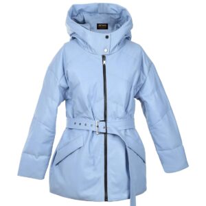 Sophia Frost Belted Sheepskin Leather Puffer Coat