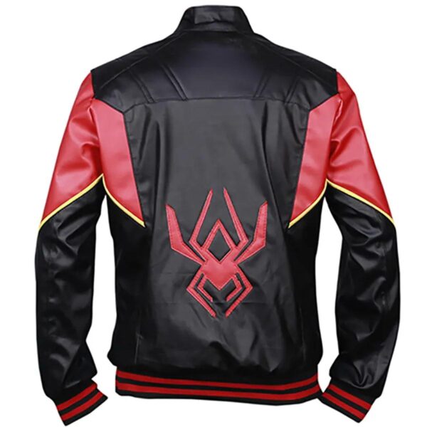 Men Black and Red Motorcycle Sheepskin Leather Jacket - Image 7