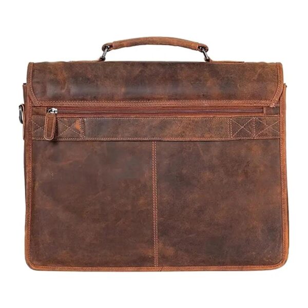 Men’s Vintage Briefcase Style Brown Leather Messenger Bag - Image 5