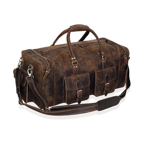 Vintage Overnight Gym Luggage Leather Bag - Image 6