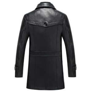 Stylish Motorcycle Black Leather Overcoat