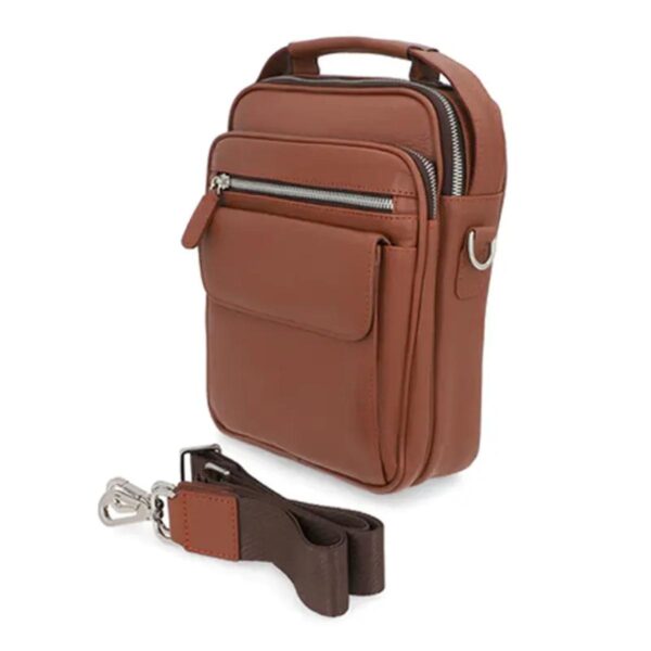 Classic Tan Messenger Genuine Leather Bag - Image 5