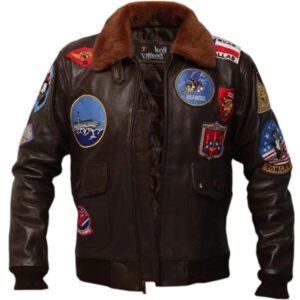 Men Fighter Pilot Brown Sheepskin Leather Jacket