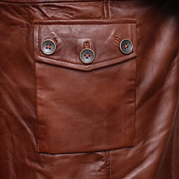 Men Tom Hardy Bane Leather Trench Coat - Image 8