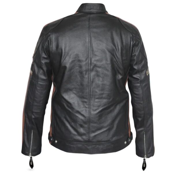 Men American Classic Urban Motors Black Sheepskin Leather Jacket - Image 10