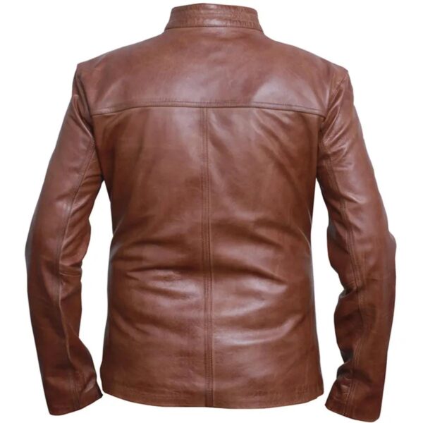 Cafe Racer Brown Biker Leather Jacket For Men - Image 5