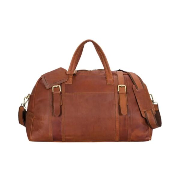 Vintage Cognac Brown Luggage Leather Bag - Image 7