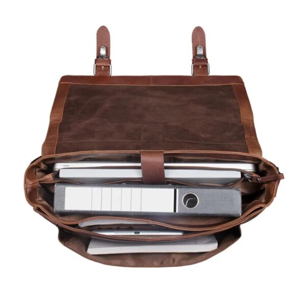 Vintage Brown Business Leather Bag For Men - Image 7