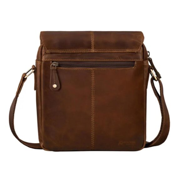 Cognac Brown Leather Messenger Bag For Men and Women - Image 6