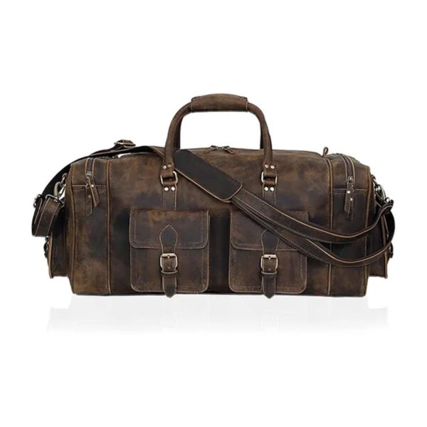 Vintage Overnight Gym Luggage Leather Bag - Image 7