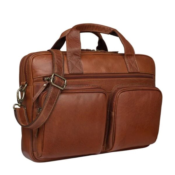 Essentials Brown Business Leather Bag - Image 6