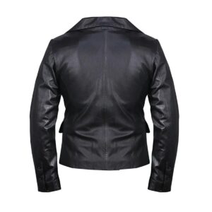 Women’s Double-Breasted Black Leather Blazer