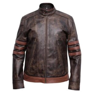 Men Hugh Jackman Wolverine Sheepskin Leather Jacket