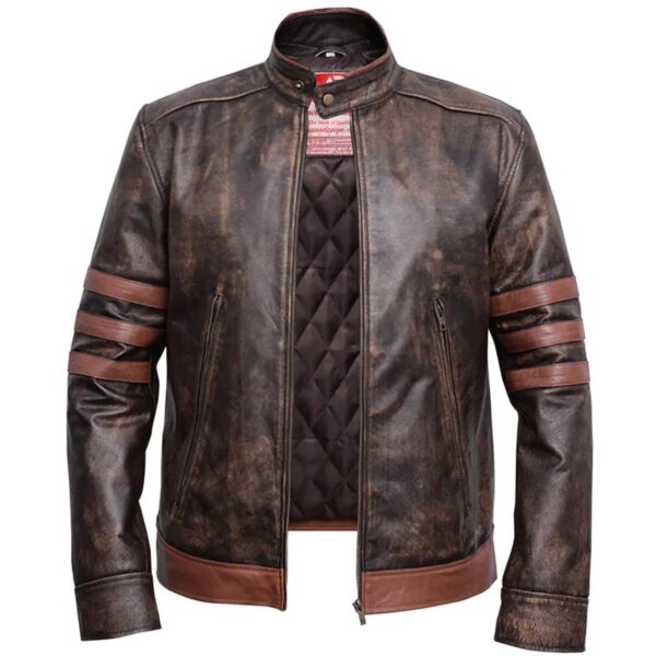 Men Hugh Jackman Wolverine Sheepskin Leather Jacket - Image 6