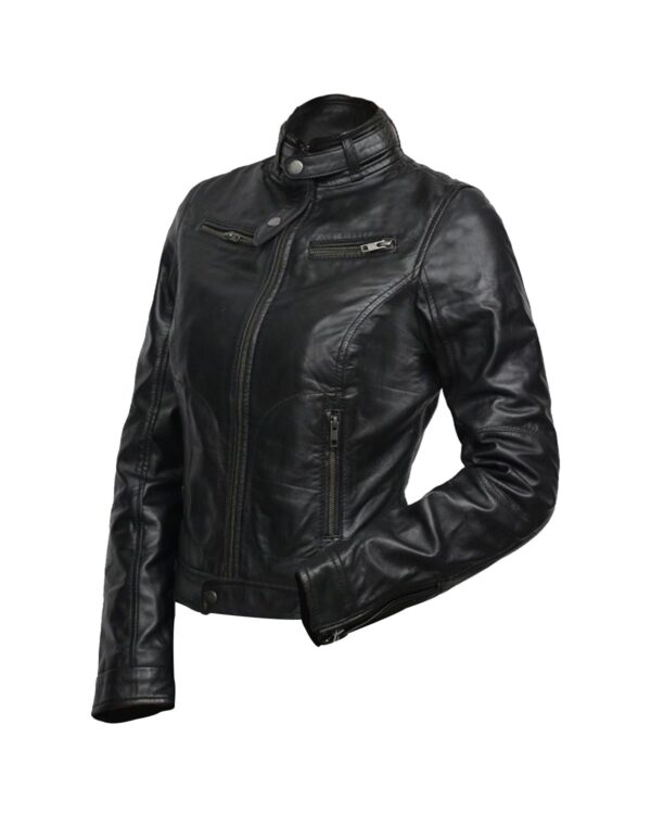 Daisy Biker Leather Jacket - Image 3