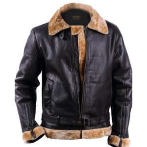 Men Aviator Sheepskin Shearling Leather Jacket