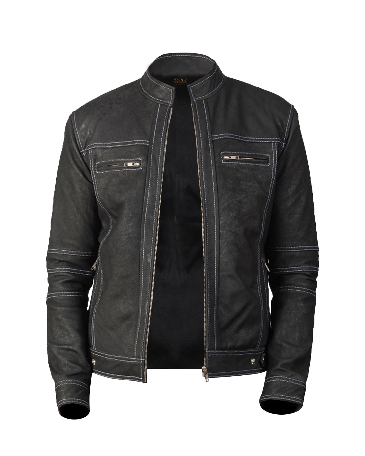 Dennis Distressed Biker Leather Jacket