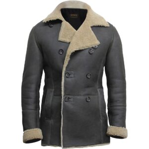 Ralph Double Breasted Leather Peacoat