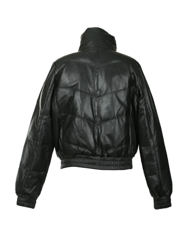 Iris Leather Puffer Bomber Jacket - Image 3